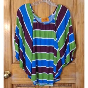 VOOM by Joy Han Shirt Women's Small Striped Dolman Balloon Sleeve Retro Mod